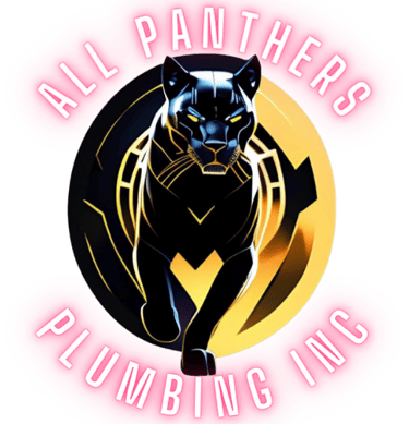 a black panther logo with a panther on it