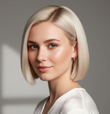 a woman with blonde hair and earrings on her head
