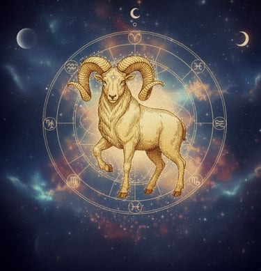 a goat with a zodiac sign on it