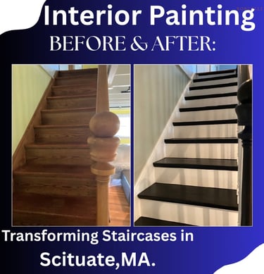 Freshly painted interior staircase in Scituate, MA.