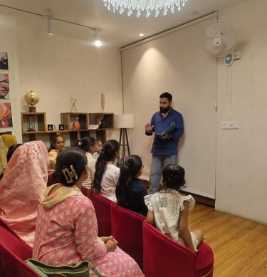Vikash Sharma, foundation founder, conducting an awareness session for women and children