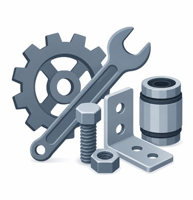 Light industrial components and hardware prepared for palletised transport for 24ft canopy lorry delivery