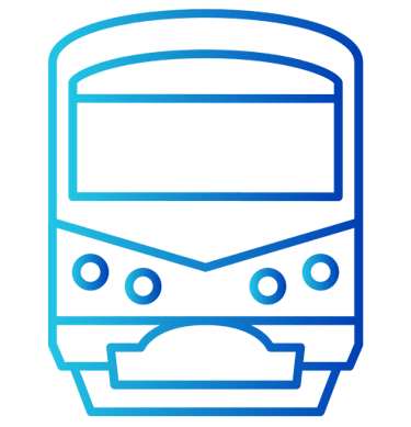 Front view of subway train icon representing underground metro transportation