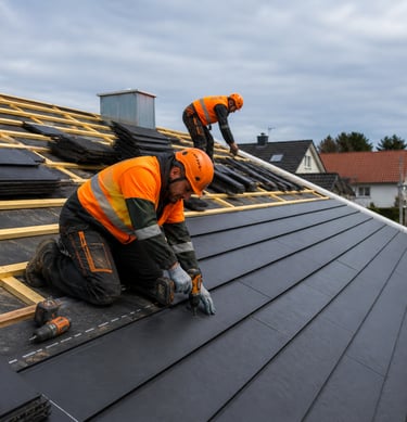 Pose de toiture métallique avec finitions professionnelles