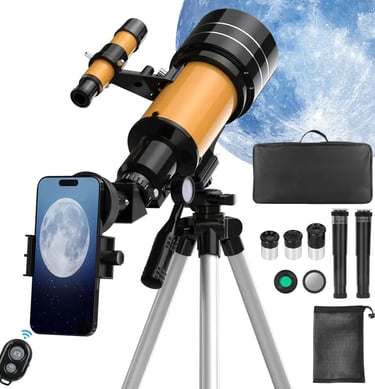 HAUEA Telescopio Astronómico 70/400mm HD, Telescopio Refractor Portable