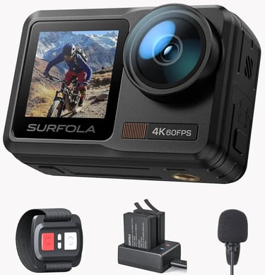 Surfola SF630 Cámara Deportiva 4K 60FPS, subacuática 40M Impermeable 