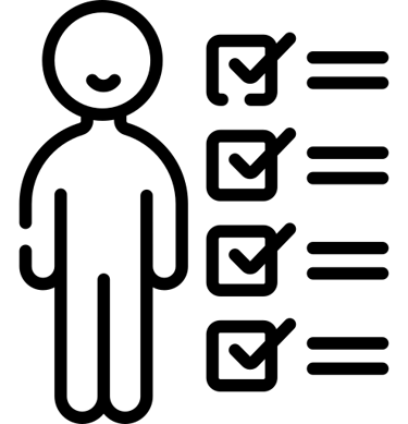 a checklist next to a human outline