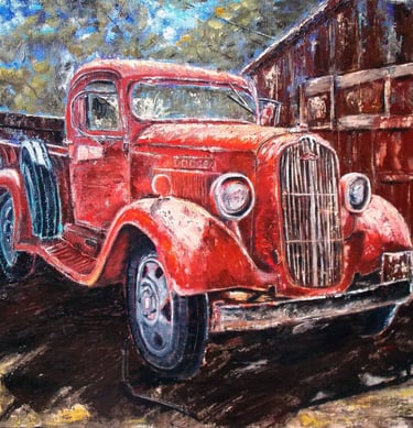 "Dodge" Oil on canvas, 16" x 20" (40 x 50 cm) $350