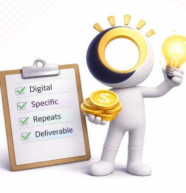 Illustration representing value created through a faceless, system-first online business