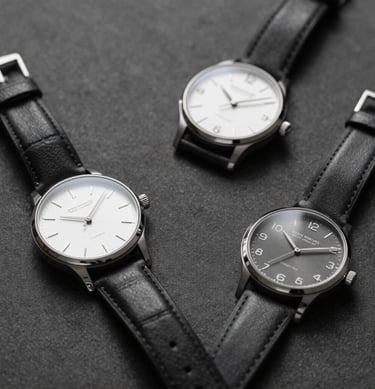 A classic leather-strapped watch resting on an open book with warm sunlight.