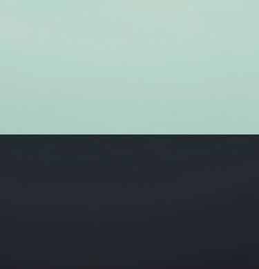 A minimalist landscape photograph featuring a single thin horizon line. The sky is a pale #A7C5C3 and the earth is a deep #1C2826. The composition is perfectly balanced and calm.