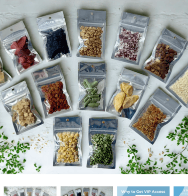 Thrivalist freeze dried food samples