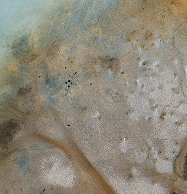 Aerial view of a boat on a coastal landscape in Mauritius