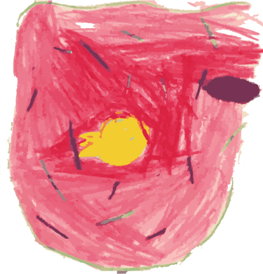 a drawing of a pink heart shaped object