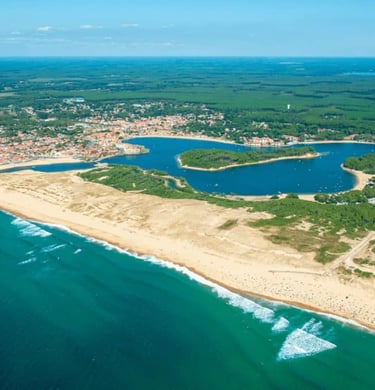 vu du ciel du lac marin dans les Landes