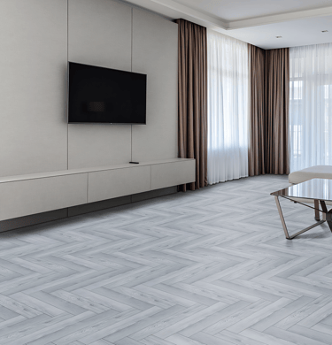 grey color herringbone flooring