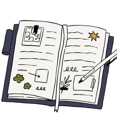 A journal with a pen writing on it