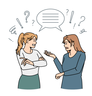Two women talking