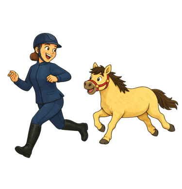 Cartoon Illustration Pancake und Ponytante spielen fangen