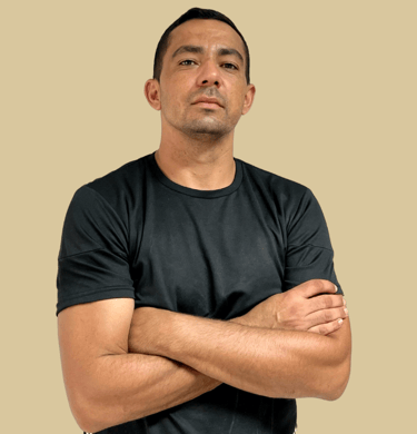 a man with a black shirt and a black shirt