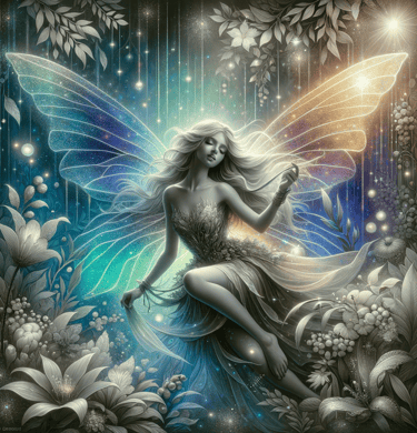dreaming fairy seated in flauer tail color 