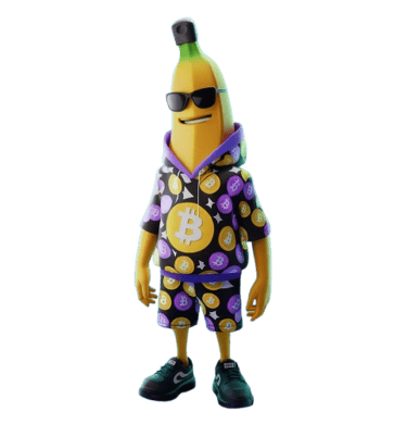 a banana banana with bitcoin on it