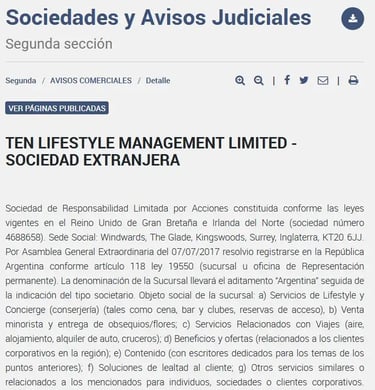 Publicar edicto domicilio sociedad extranjera boletín oficial de la nación