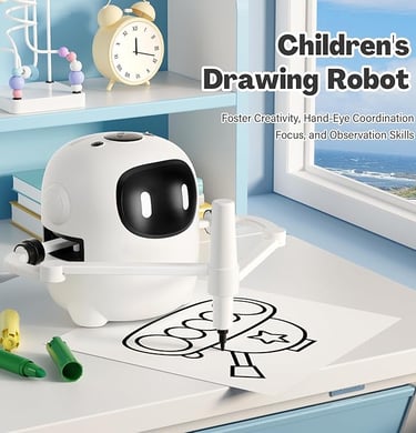 Drawing Robot for Kids with 150 Cards, Voice Interactive Educational Drawing Machine, Montessori Painting Learning