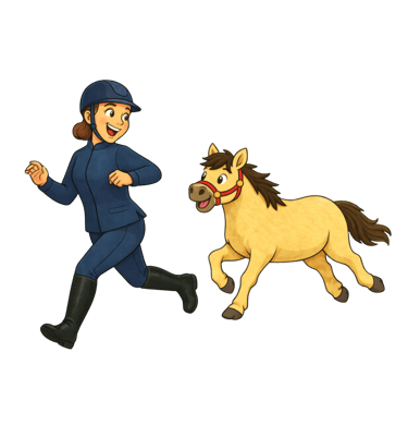 Cartoon Illustration Pancake und Ponytante spielen fangen