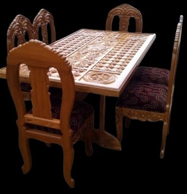 Royal Teak Wood Furniture Table – Luxury Carved Dining Design