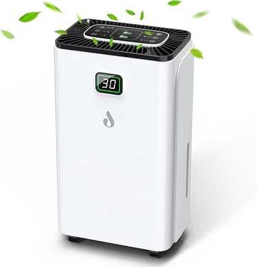 a white air conditioner with a green leafy design