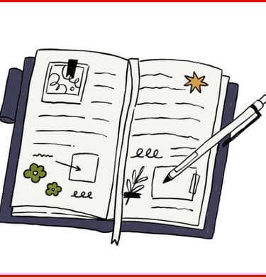 A journal with a pen writing on it