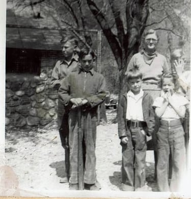 Teacher Helen Logan with some of her students in 1939