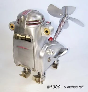 Four-legged creature named Number 1000 made from found objects by Santa Barbara artist Tal Avitzur.