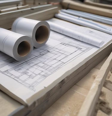 blue prints on the jobsite