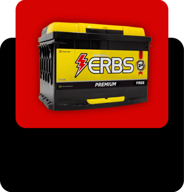Bateria automotiva Erbs PREMIUM FREE, livre de manutenção, Reginaldo Baterias.