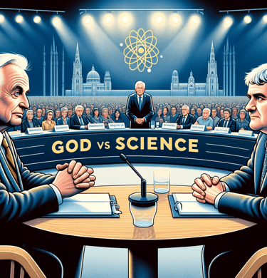 Scholar debate of two men sitting at a table