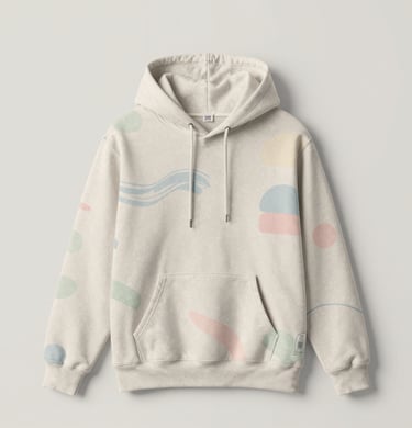 A close-up of hands sewing a personal info patch onto a soft fabric, emphasizing care in every detail.