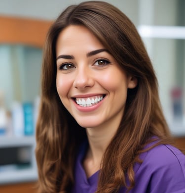 A realistic dental model displaying a full set of teeth fitted with orthodontic braces. The model is placed against a plain background, highlighting the intricate details of the braces and the gums.