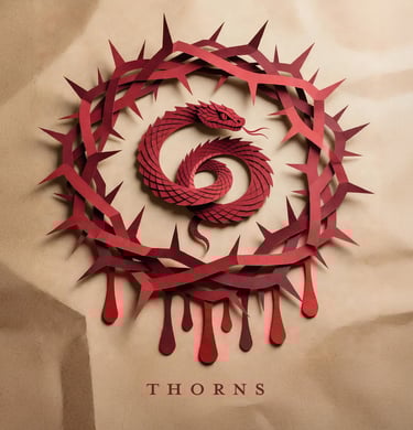 Red Crown of Thorns paper style art The Iron Remnant music