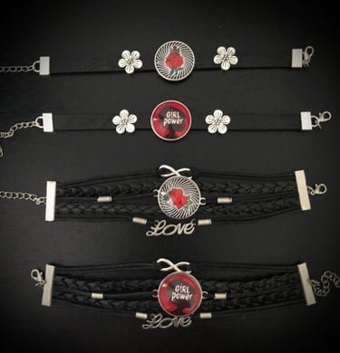 Bracelets réglables en similicuir girl power, old school, 