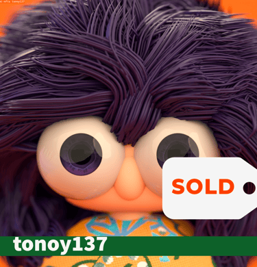 a close up of a purple pfp rwiat-nfts/CNFTs/NFTs with big eyes