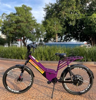 bicicleta elétrica duos full roxa
