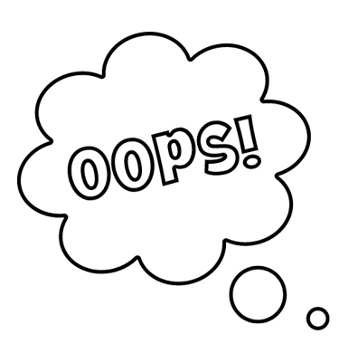 oops spelled out in a message bubble