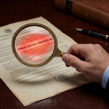 Lupa detectando error crítico en documento encontrando un error crítico para la pensión ISSSTE