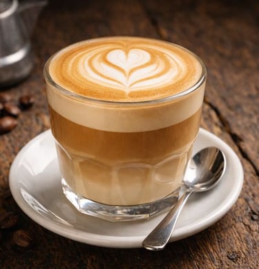 Caffè Latte com leite vaporizado e espuma suave