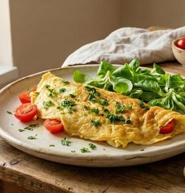 Savory omelette, high protein breakfast ready in minutes