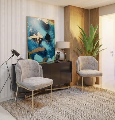 Projeto de sala de estar de apartametno compacto em São Paulo