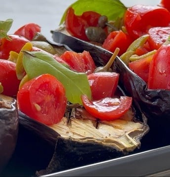 Roasted eggplant bruschetta