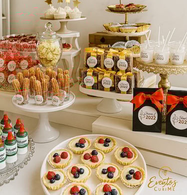 mesa de postres gourmet deliciosos bcadillos ideas para eventos invitados felices decoración